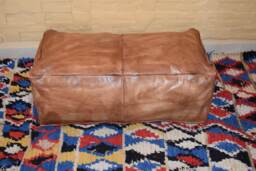 Moroccan Leather Poufs, Luxury Poufs, Moroccan Handmade Poufs, Moroccan, Brown Pouf, Pouf, Pouffe, Leather Pouf, Moroccan Pouf, Ottoman Pouf - thumbnail 1