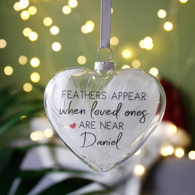 Feathers Appear When Loved Ones Are Near - Memory Christmas Decoration Feather Bauble Gift in Of Rip Bauble - image 1