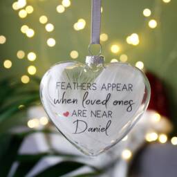Feathers Appear When Loved Ones Are Near - Memory Christmas Decoration Feather Bauble Gift in Of Rip Bauble