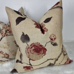 Linen Rose English Floral Cushion Cover John Lewis Fabric Handmade Pillow Cover Chair Sofa Or Bed Farmhouse - Cover Only Russet - thumbnail 2