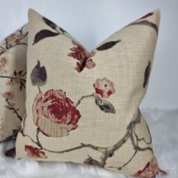Linen Rose English Floral Cushion Cover John Lewis Fabric Handmade Pillow Cover Chair Sofa Or Bed Farmhouse - Cover Only Russet - thumbnail 3