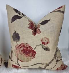 Linen Rose English Floral Cushion Cover John Lewis Fabric Handmade Pillow Cover Chair Sofa Or Bed Farmhouse - Cover Only Russet - thumbnail 1