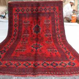 3'3x4'9 Red Turkmen Oriental Geometric Rug, Afghan Outdoor Khal Mohammedi Bukhara Handmade Livingroom D??cor Office Area Rug - thumbnail 4
