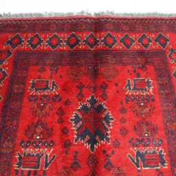 3'3x4'9 Red Turkmen Oriental Geometric Rug, Afghan Outdoor Khal Mohammedi Bukhara Handmade Livingroom D??cor Office Area Rug - thumbnail 2
