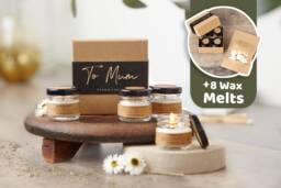 Personalised Candle Gift Set For Mum, 4 Perfume Scented Soy Wax Candles & 8 Melts. Birthday Mothers Day Gift, Mum