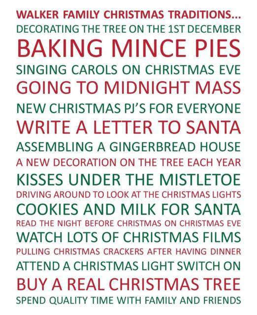 Family Christmas Traditions Print, Home Decor, Christmas, Traditions, Keepsake, Family Gift, Picture, Art - image 1