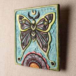 Handmade Ceramic Mosaic Wall Art Moth - 8 Inch Winged Wonders Series - Made To Order - thumbnail 3