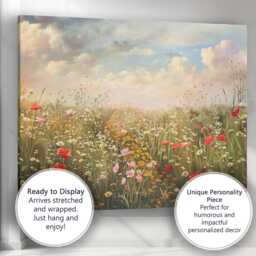 Romantic Summer Meadow Poppy & Daisy Floral Painting Canvas Wall Art Print Decor Picture Ready To Hang - thumbnail 3