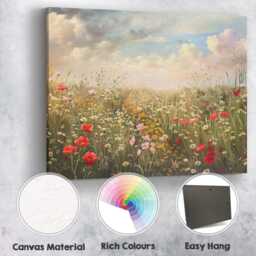 Romantic Summer Meadow Poppy & Daisy Floral Painting Canvas Wall Art Print Decor Picture Ready To Hang - thumbnail 2