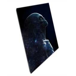 Abstract Grey Alien Wall Art Print Galaxy Sci-Fi Decor For Home & Office - Celestial Fantasy Canvas - thumbnail 1