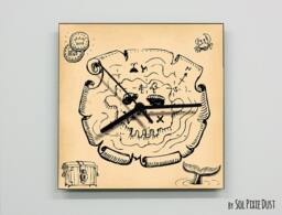 Pirates Map Wall Clock - Kids Nursery Room, Teens Baby Room
