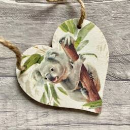 Koala Bunting, Wooden Heart Garland For Animal Lover, Australia Themed Wall Decor, Gifts - thumbnail 2
