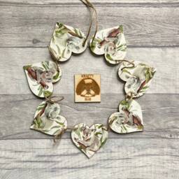 Koala Bunting, Wooden Heart Garland For Animal Lover, Australia Themed Wall Decor, Gifts - thumbnail 1