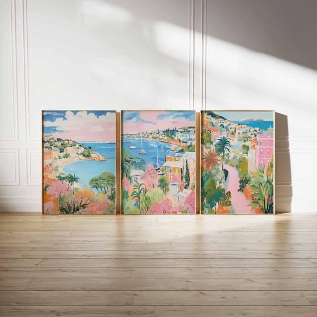 Set Of 3 Bermuda Poster, Beach Island Ocean Tropical Caribbean Wall Decor, Art Print - image 1
