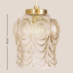 Olga Vintage Pendant Light Mcm Hanging Handcrafted Glass Lamp Retro Ceiling Fixture Yugoslavia Gold Brass - thumbnail 4
