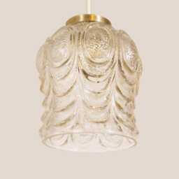 Olga Vintage Pendant Light Mcm Hanging Handcrafted Glass Lamp Retro Ceiling Fixture Yugoslavia Gold Brass - thumbnail 3
