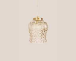 Olga Vintage Pendant Light Mcm Hanging Handcrafted Glass Lamp Retro Ceiling Fixture Yugoslavia Gold Brass