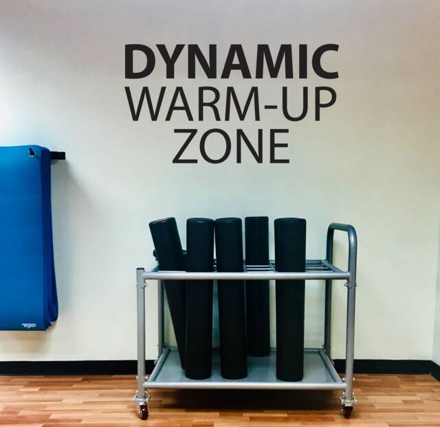 Gym Warm-Up Area Decor, Dynamic Warm-Up Zone Wall Decal. Stretching Sign - image 1
