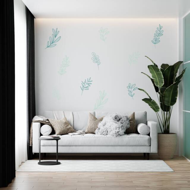 5 Or 10 Striped Leaves, Wall Art, Mix & Match, Decal, Sticker, Removable, Decoration, Decor, Botanical, Plant, Peel Stick - image 1