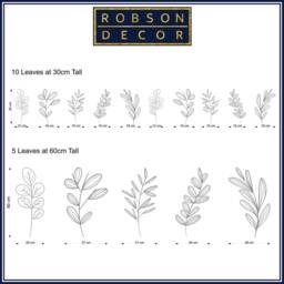 5 Or 10 Striped Leaves, Wall Art, Mix & Match, Decal, Sticker, Removable, Decoration, Decor, Botanical, Plant, Peel Stick - thumbnail 2