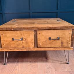 The Tern Hand Made Reclaimed Wooden White Washed Coffee Table With Storage & 4 - thumbnail 3