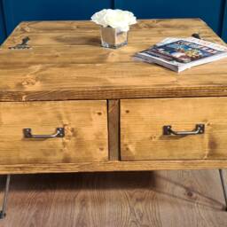 The Tern Hand Made Reclaimed Wooden White Washed Coffee Table With Storage & 4 - thumbnail 2
