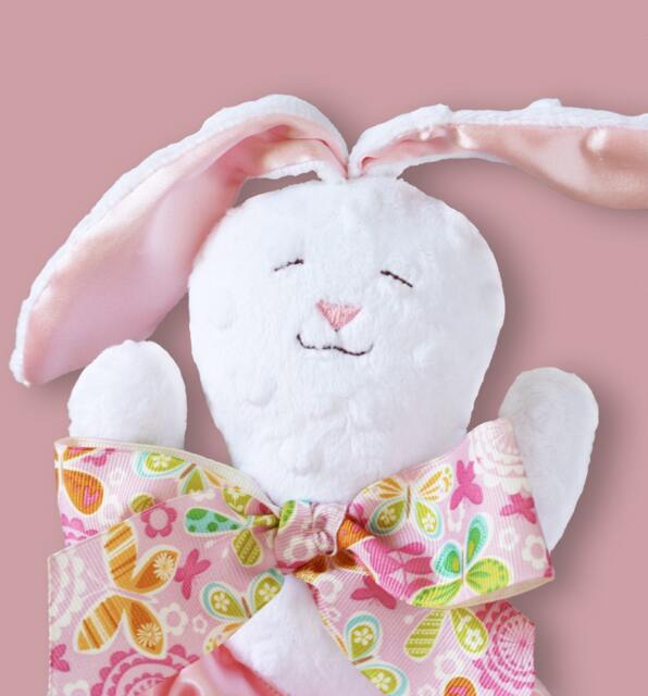 Minky Bunny Security Blanket Handmade Baby Lovey With Satin - image 1