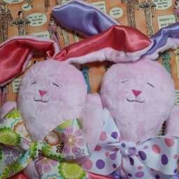 Minky Bunny Security Blanket Handmade Baby Lovey With Satin - thumbnail 4