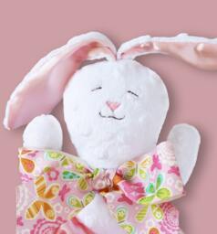 Minky Bunny Security Blanket Handmade Baby Lovey With Satin - thumbnail 1