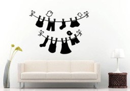 Laundry Clothes Drying Outside Room Wall Sticker Decal Vinyl Mural Decor Art L2409