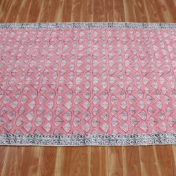 Hand Block Printed Cotton Area Rug Pink, Blue, Green, Purple - thumbnail 3