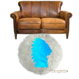 American Indian Head Faux Fur Round Rug - Hand Sewn, Accents Usa - thumbnail 3