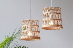 Handmade Bamboo Pendant Lamp - Woven Hill Tribe Basket Light - thumbnail 1