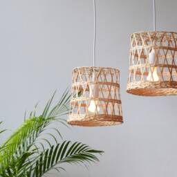 Handmade Bamboo Pendant Lamp - Woven Hill Tribe Basket Light - thumbnail 2