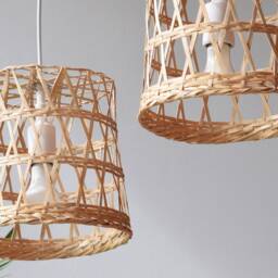 Handmade Bamboo Pendant Lamp - Woven Hill Tribe Basket Light - thumbnail 3