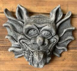 stone Garden Large Gremlin Gargoyle Tongue Out Face Wall Plaque Ornament - thumbnail 1