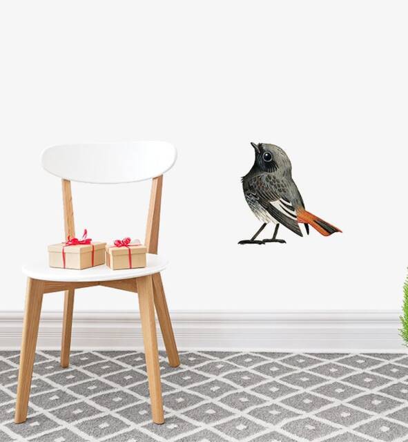 Black Redstart Bird Wall Sticker Decal - Dogs & Pets Stickers, Art, Decals, Kids Boys, Girls, Animals Decals