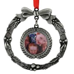 Personalised With Sublimated Photo Beautiful Christmas Tree Pewter Effect Metal Wreath Ornament Pendant - thumbnail 2