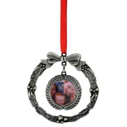 Personalised With Sublimated Photo Beautiful Christmas Tree Pewter Effect Metal Wreath Ornament Pendant - thumbnail 3