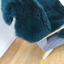 Large Sheepskin Rug , Dark Green Sheepskin Double Length, Luxury Hygge, Emerald Green, Forst Bottle Bed Throw - thumbnail 2