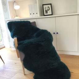 Large Sheepskin Rug , Dark Green Sheepskin Double Length, Luxury Hygge, Emerald Green, Forst Bottle Bed Throw - thumbnail 4