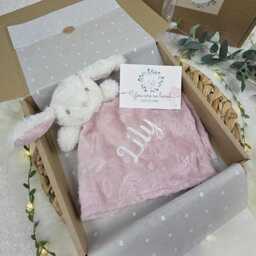Personalised Embroidered Baby Comforter, Soft Plush Comforter Blanket, Lovey Toy Gift For Girl Or Boy - thumbnail 2