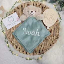 Personalised Embroidered Baby Comforter, Soft Plush Comforter Blanket, Lovey Toy Gift For Girl Or Boy - thumbnail 3
