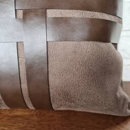 Nubuck Pillow Cover With Faux Leather Straps Modern Scandinavian Home Decor - thumbnail 4