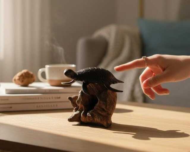 Wooden Turtle 3.5 Inch/9 cm, Carving, Home Decor, Room Personalized Statue, Living Room, Office Gift Idea - image 1