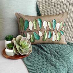 Tropical Lumbar Pillow Covers 12x16 Silk Sequin Embroidered Decorative Oblong Cushion Cover Accent Pillows For Sofa & Couch - Days Of Leaves - thumbnail 1
