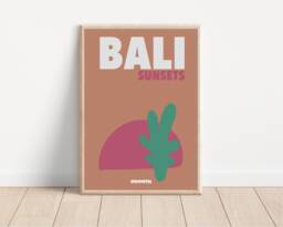 Bali Sunsets Bright Travel Print - Poster, Fashion Holiday, On Trend Decor, Retro Abstract Travel, Book Cover Art - thumbnail 1