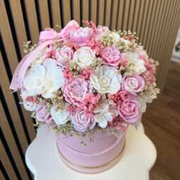 Handmade Floral Candle Bouquet Arrangement Rose & Peony Soy Wax Flower Gift Pink Decorative Centrepiece - thumbnail 1