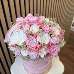 Handmade Floral Candle Bouquet Arrangement Rose & Peony Soy Wax Flower Gift Pink Decorative Centrepiece - thumbnail 3