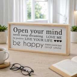 Personalized Lightbox Quote Lamp - Led Wooden Light Box 40x20cm Warm White Decor Inspirational Home Custom Message Gift - thumbnail 2